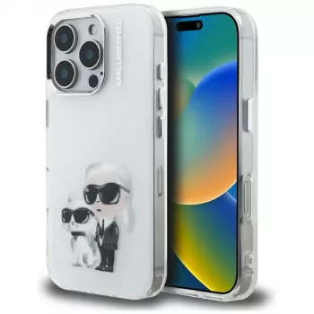 Karl Lagerfeld IML Aquarelle Karl & Choupette & Logo futrola za iPhone 16 Pro Max, bijela