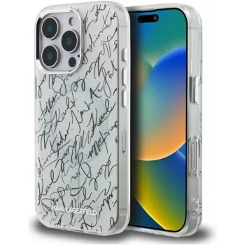 Karl Lagerfeld IML Karl ScriptPattern MagSafe futrola za Apple iPhone 16 Pro, bijela