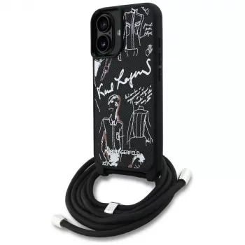 Karl Lagerfeld Crossbody GrainedPattern & Logo futrola za iPhone 16, crna