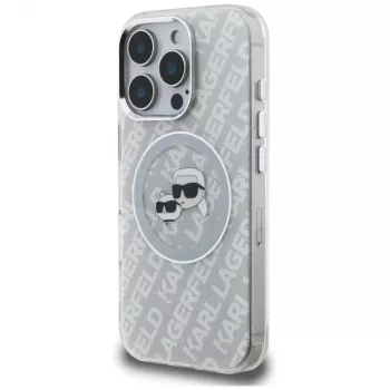 KARL LAGERFELD IML Glitter Karl & Choupette Heads Logo MagSafe futrola za iPhone 16 Pro, siva