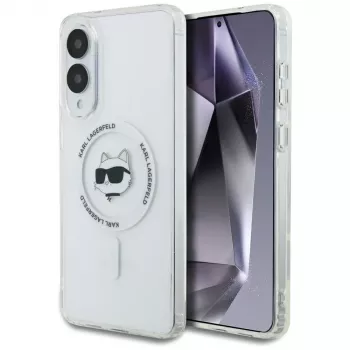 Karl Lagerfeld Button Choupette Head Printed Logo MagSafe futrola za Samsung Galaxy S25 Edge, bijela