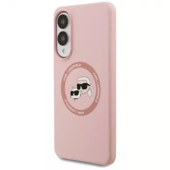 Karl Lagerfeld Silikonska DoubleHeads And Circle MagSafe futrola za Samsung Galaxy S25 Edge, ružičasta