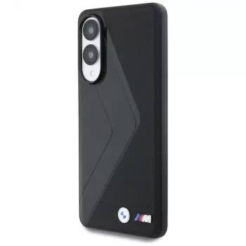 BMW Kožna Oversized Stripes MagSafe futrola za Samsung Galaxy S25 Edge, crna