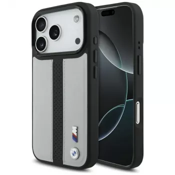 BMW M Perforated Stripe Logo MagSafe futrola za Apple iPhone 17 Pro, siva