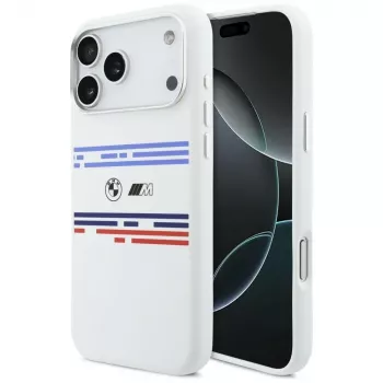 BMW M Silicon Horizontal Line MagSafe futrola za iPhone 17 Pro Max, bijela