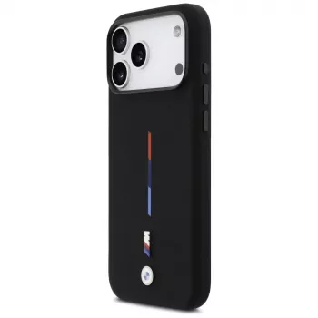 BMW M Silicon Tricolor Line MagSafe futrola za Apple iPhone 17 Pro Max, crna