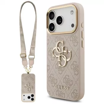 Guess 4G Big Classic Logo Big Strap Metal Buttons futrola za Apple iPhone 17 Pro, ružičasta