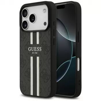 Guess 4G Printed Stripes MagSafe futrola za iPhone 17 Pro (crna)