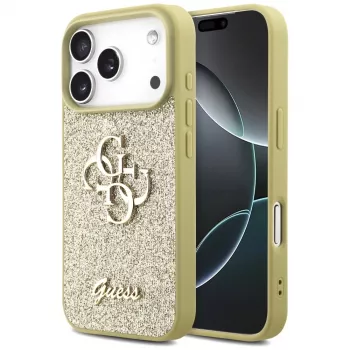 Guess Fixed Glitter Big 4G stražnja futrola za Apple iPhone 17 Pro, zlatna