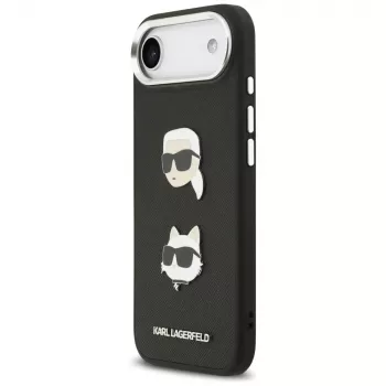 KARL LAGERFELD FW Grained Karl & Choupette Heads Pins & Logo futrola za iPhone Air, crna