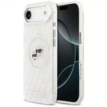 Karl Lagerfeld IML Glitter Karl & Choupette Heads Logo MagSafe futrola za Apple iPhone Air - siva