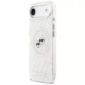 Karl Lagerfeld IML Glitter Karl & Choupette Heads Logo MagSafe futrola za Apple iPhone Air - siva
