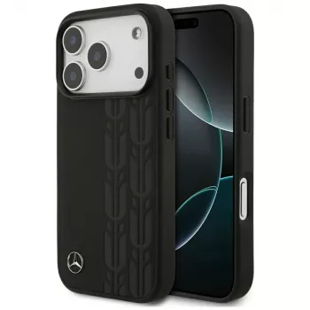 Mercedes Leather Laurel Leaves MagSafe futrola za iPhone 17 Pro crna