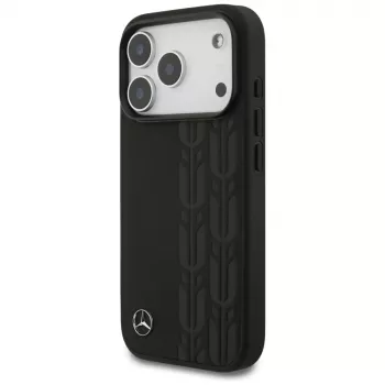 Mercedes Leather Laurel Leaves MagSafe futrola za iPhone 17 Pro crna