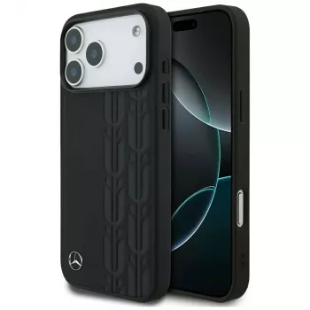 Mercedes Leather Laurel Leaves MagSafe futrola za iPhone 17 Pro Max crna