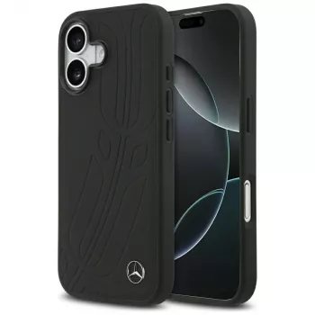 Mercedes kožna futrola Large Laurel Leave MagSafe za iPhone 17 crna