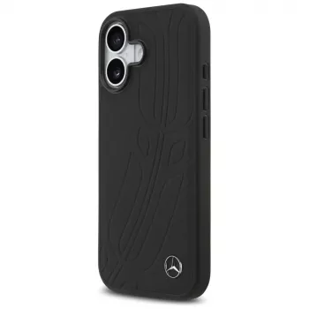 Mercedes kožna futrola Large Laurel Leave MagSafe za iPhone 17 crna