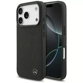 Mercedes kožna futrola Large Laurel Leave MagSafe za iPhone 17 Pro crna
