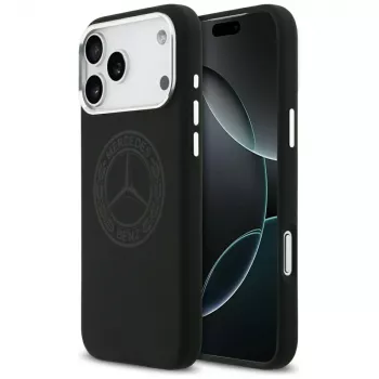 Mercedes silikonska futrola s Vintage logom MagSafe za iPhone 17 Pro Max crna
