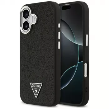Guess Glitter Triangle Logo MagSafe futrola za iPhone 17 crna