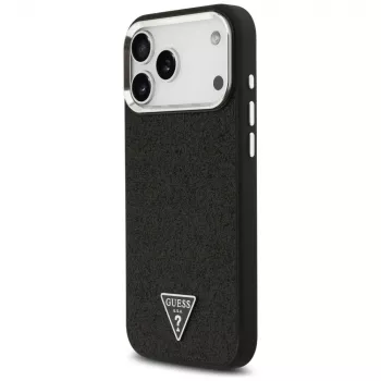 Guess Glitter Triangle Logo MagSafe futrola za iPhone 17 Pro Max crna