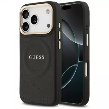 Guess Peony Hot Stamp MagSafe futrola za Apple iPhone 17 Pro, crna
