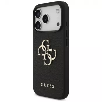Guess Grained Big 4G & Classic Logo zaštitna futrola za Apple iPhone 17 Pro, crna