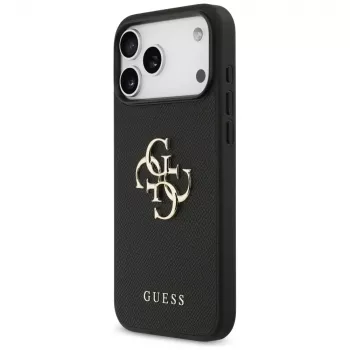 Guess Grained Big 4G & Classic Logo stražnja futrola za iPhone 17 Pro Max, crna