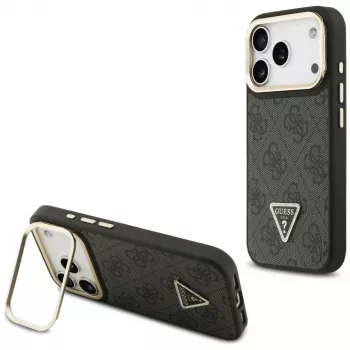 Guess 4G PU Triangle Logo & Stand Camera MagSafe futrola za iPhone 17 Pro crna