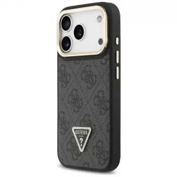 Guess 4G PU Triangle Logo & Stand Camera MagSafe futrola za iPhone 17 Pro crna