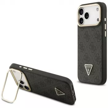 Guess 4G PU Triangle Logo & Stand Camera MagSafe futrola za iPhone 17 Pro Max crna