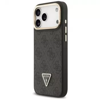 Guess 4G PU Triangle Logo & Stand Camera MagSafe futrola za iPhone 17 Pro Max crna