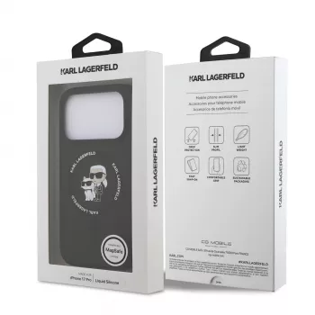 KARL LAGERFELD silikonska MagSafe futrola s prstenom Karl & Choupette za Apple iPhone 17 Pro crna