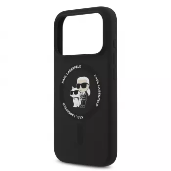 KARL LAGERFELD silikonska MagSafe futrola s prstenom Karl & Choupette za Apple iPhone 17 Pro crna