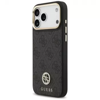 Guess 4G Strass Logo & Big Strap Metal Buttons MagSafe futrola za iPhone 17 Pro Max crna