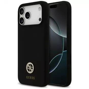 Guess silikonska Logo Strass 4G MagSafe futrola za iPhone 17 Pro Max crna