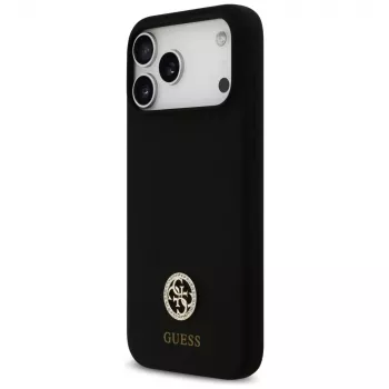 Guess silikonska Logo Strass 4G MagSafe futrola za iPhone 17 Pro Max crna