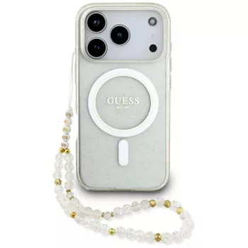 Guess IML Glitter Pearl Strap MagSafe futrola za iPhone 17 Pro, prozirna