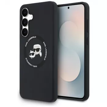 Karl Lagerfeld Silicone Karl & Choupette Heads MagSafe futrola za Samsung Galaxy S25 FE, crna