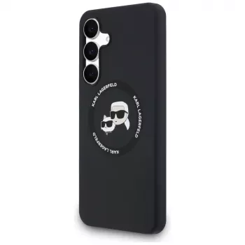 Karl Lagerfeld Silicone Karl & Choupette Heads MagSafe futrola za Samsung Galaxy S25 FE, crna