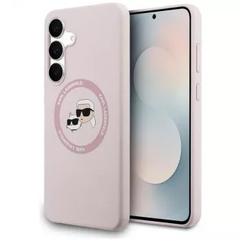 KARL LAGERFELD silikonska futrola Karl & Choupette Heads MagSafe za Samsung Galaxy S25 FE, ružičasta