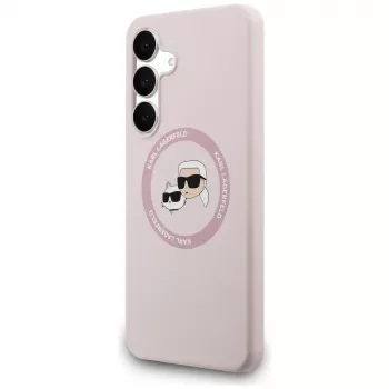 KARL LAGERFELD silikonska futrola Karl & Choupette Heads MagSafe za Samsung Galaxy S25 FE, ružičasta