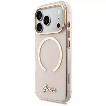 Guess IML Script Metal MagSafe futrola za iPhone 15 Pro, pink