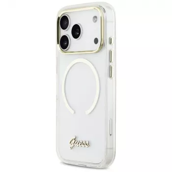 Guess IML Script Metal MagSafe futrola za iPhone 17 Pro, prozirna