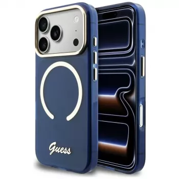 Guess IML Script Metal MagSafe futrola za iPhone 17 Pro, plava