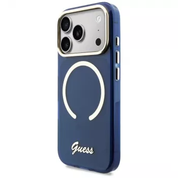 Guess IML Script Metal MagSafe futrola za iPhone 17 Pro, plava