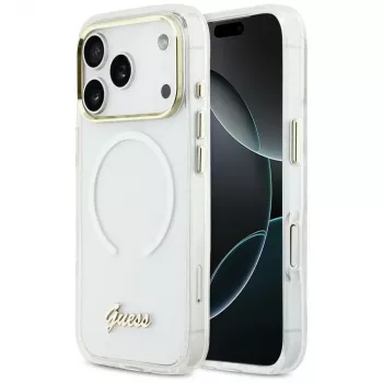 Guess IML Gradient Script Metal MagSafe futrola za iPhone 17 Pro Max, bijela