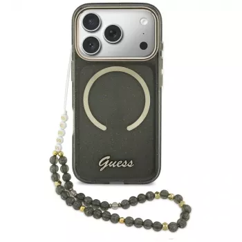 Guess IML Glitters Script Strap MagSafe futrola za iPhone 17 Pro, crna