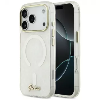 Guess IML Shell Script Metal MagSafe futrola za iPhone 17 Pro Max, bijela