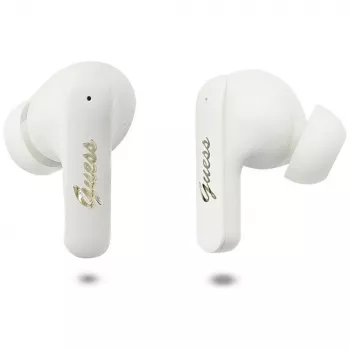 Guess Script Metal Logo True Wireless Stereo slušalice, bijele